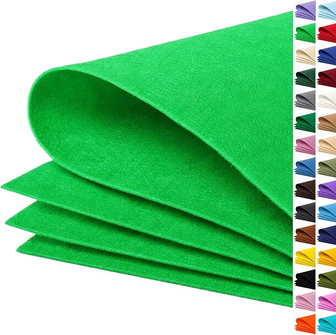 Kelly Green Large Felt Fabric 36" x 36", 1mm Stiff Felt Sheet, Nonwoven Fabric