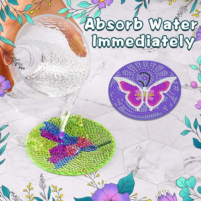 UPINS DIY Kit, Diamond Art Painting Coasters