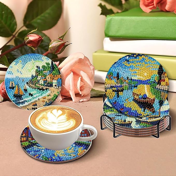 8 PCS Starry Sky Diamond Art Coasters Kit