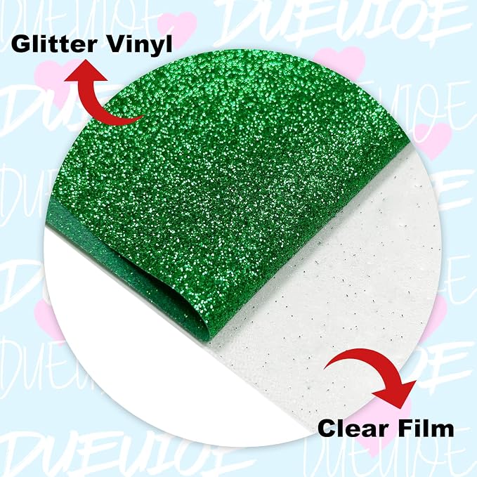 DUEUIOE Grass Green Glitter HTV Heat Transfer Vinyl Roll