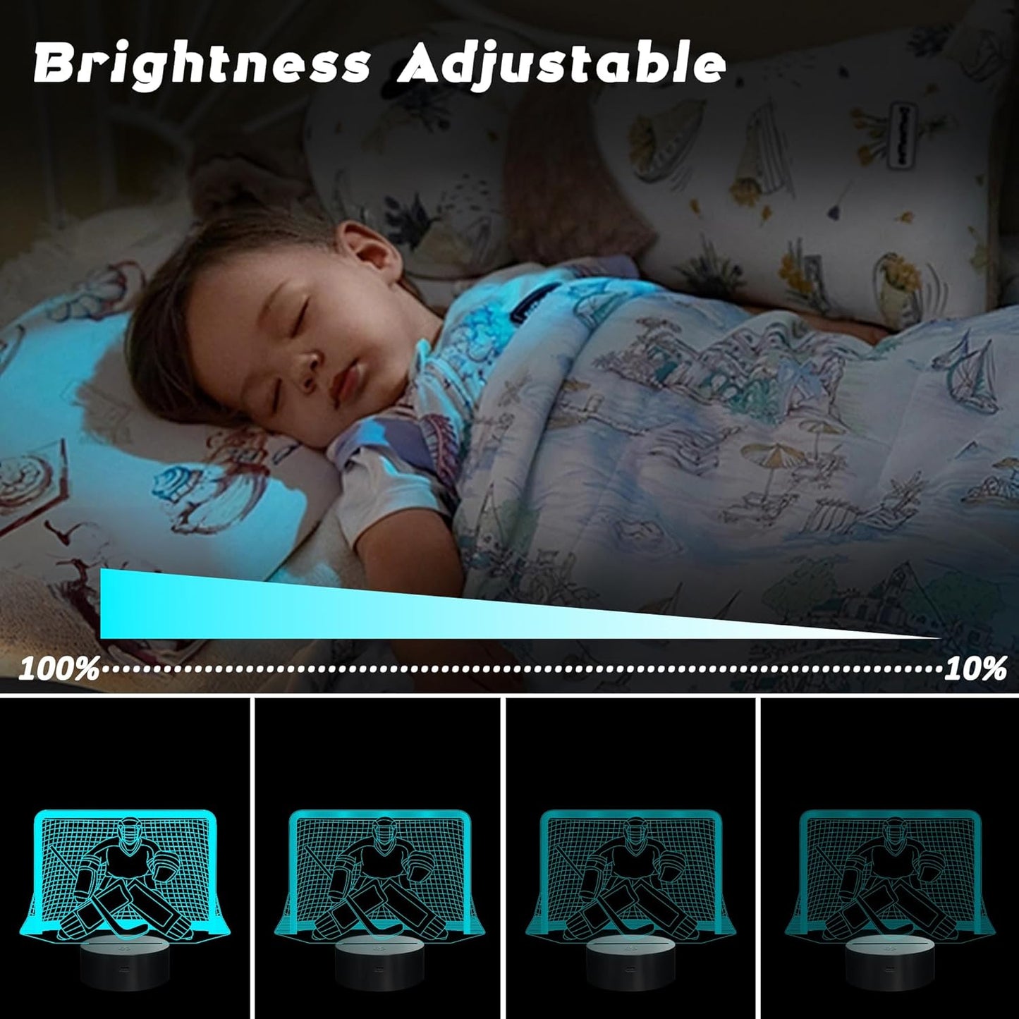 Ice Hockey Night Light, 3D LED Optical Illusion Lamp with Remote Control and Timer, Perfect Christmas and Birthday Gift Idea for Boys, Kids, and Teen