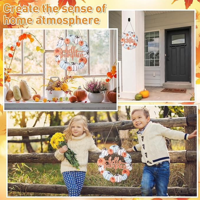 Unfinished Fall Wreaths Wood Crafts to Paint Set of 3, Unfinished Wood Cutouts