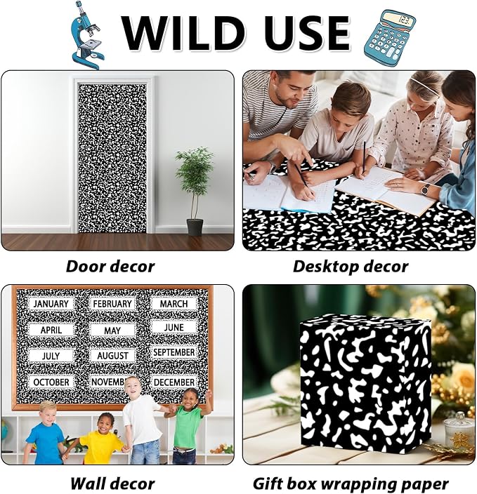 Qyeahkj Composition Bulletin Board Paper Roll Black Dot Bulletin Board