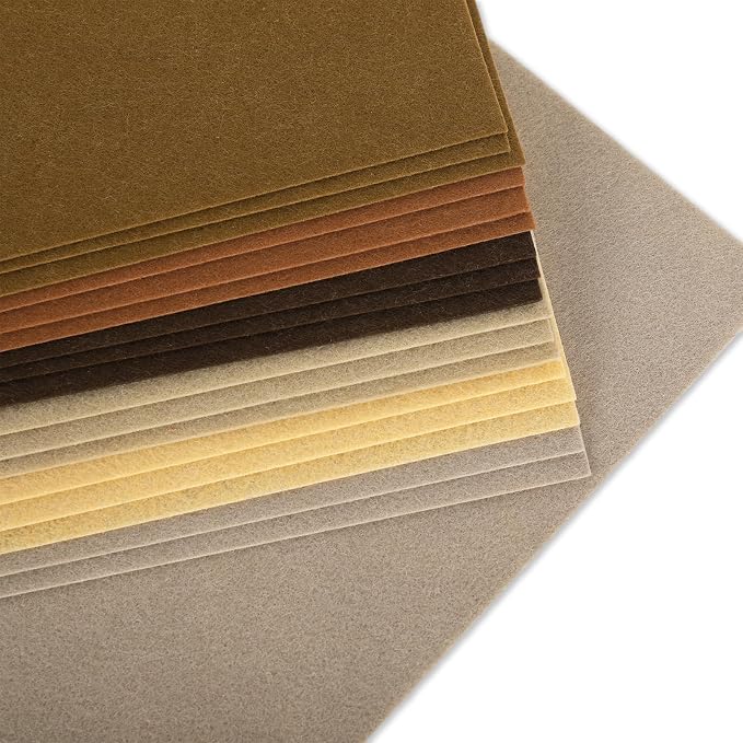 Whaline 18 Pcs Brown Felt Fabric Sheets 6 Colors Assorted Soft Thick Craft Felt