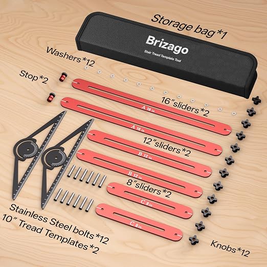 Stair Tread Template Tool, Precision Angle Length Depth Measuring Gauge Tool