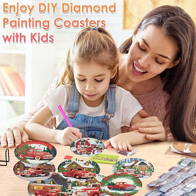ijbnhd 8 PCS Christmas Diamond Art Coasters Kit