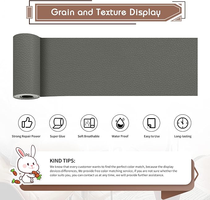 KING MOUNTAIN Leather Repair Patch, 4 x 63 Inches self Adhesive Leather Repair