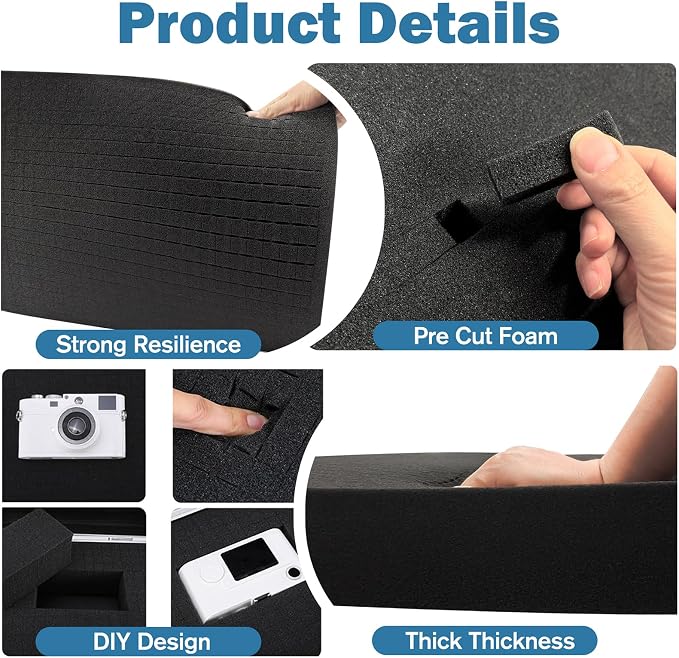 8Pcs Pick and Pluck Foam Large Size Apart Foam Insert Pre-Cubed Pick Padding