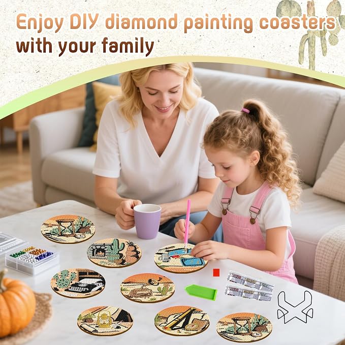 DOZEEZOP 8-Pack Diamond Art Coaster Kit