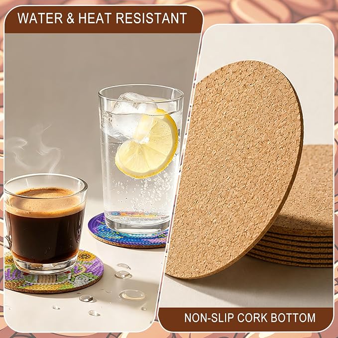 8-Pack Diamond Art Coaster Kit