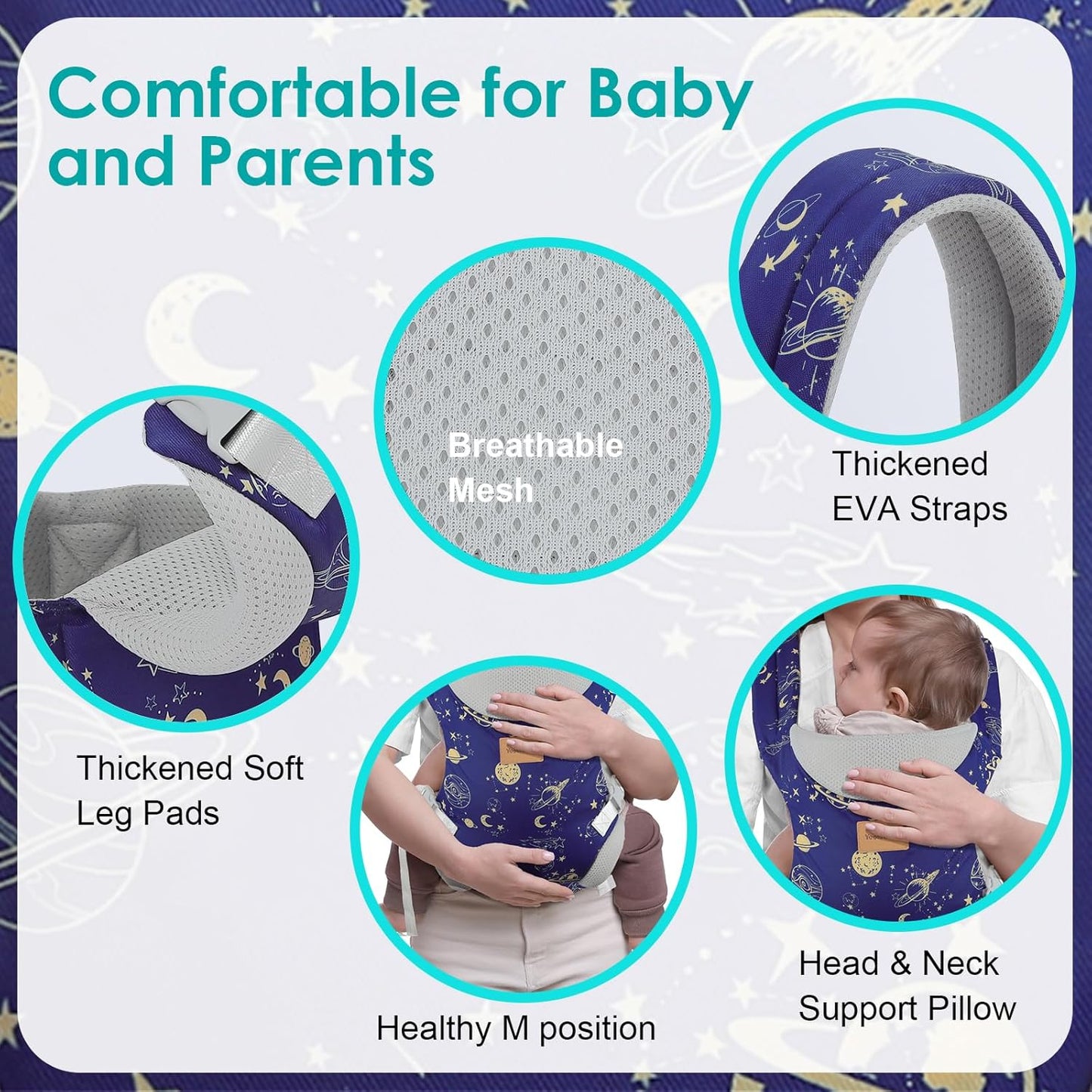 Baby Carrier, Ergonomic Adjustable Toddler Carriers for 7-33 Lbs, Cozy Lightweight Infant Carrier with Neck Support, Baby Chest Carriers with Lumbar Support for Parents (3-36 Months)