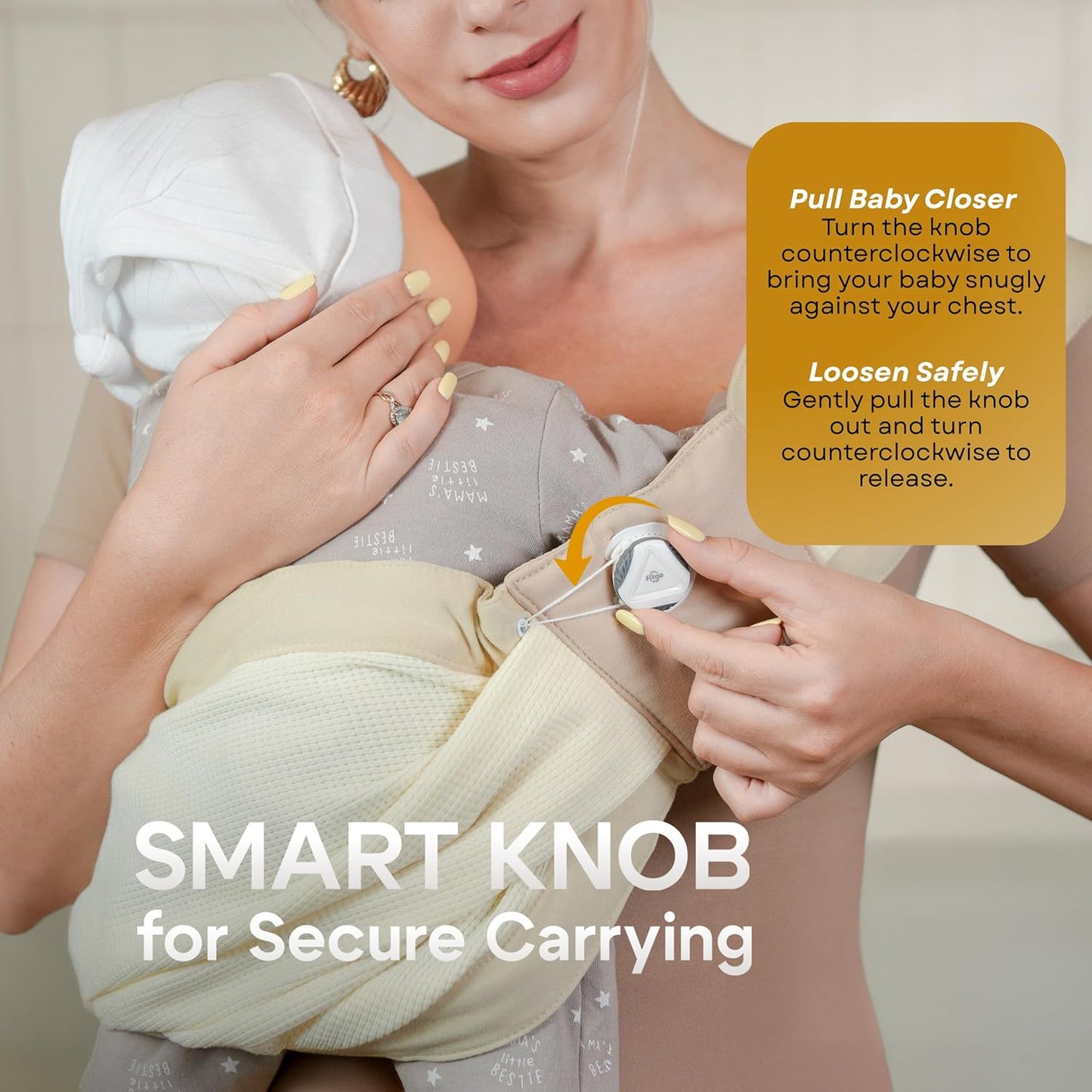 Baby Sling Carrier 8-30 lbs, Newborn Nursing, Toddler Carrier with Safety Buckle, Knob Tech Baby Closer, Adjustable Shoulder Strap, Portable and Lightweight (Black)