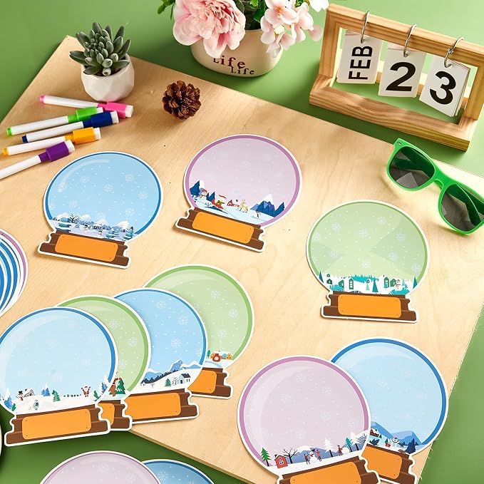 60pcs Winter Theme DIY Cutouts Snow Globe Bulletin Board Decoration Set
