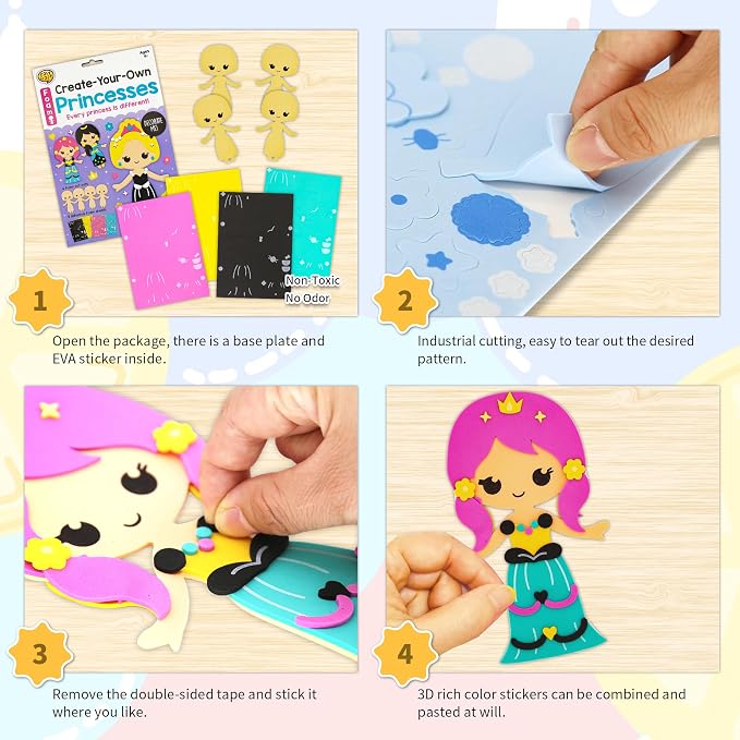 VKPI 4 Pieces EVA Foam Art Crafts Gift Kit, Creative Make Your Own Princess