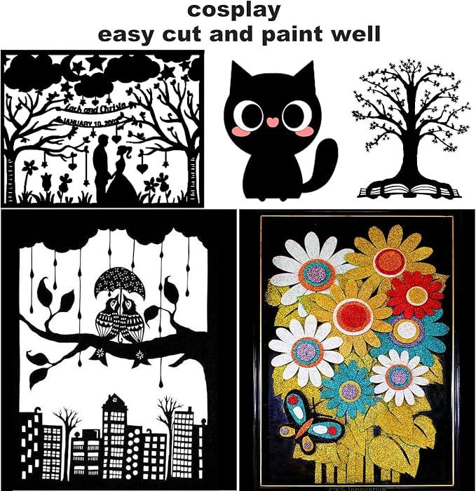 CertBuy Eva Foam Sheets 3mm, 50 Pack Black Craft Foam 3mm, 9 x 12 Inch Foam