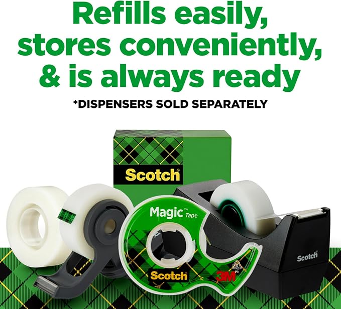 Scotch Magic Tape with Scotch Desktop Dispenser, 6 Rolls of 3/4" x 1000" | Plus