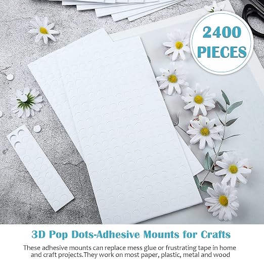 Outus 2400 Pieces Foam Dots Dual-Adhesive 3D Foam Tapes Pop Dots Adhesive Mount