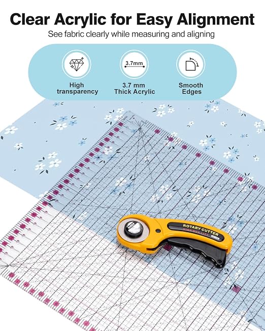 Quilting Rulers 12.5" x 12.5", Slotted Quilting Ruler