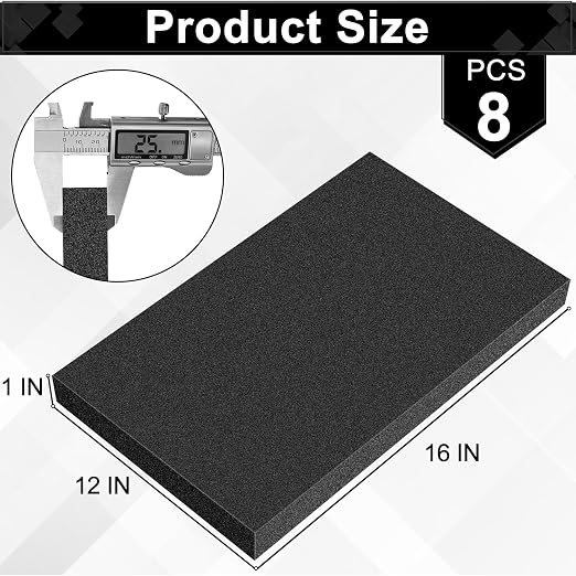 ToLanbbt Polyurethane Foam Sheets, 8P 16 x 12 x 1 Inch Cuttable Tool Box Case