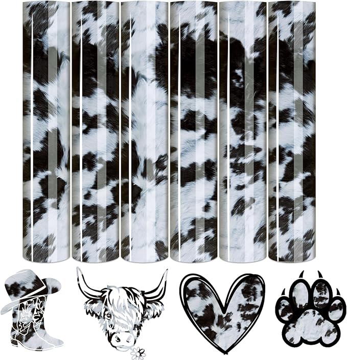 Tintnut Black Cowhide Heat Transfer Vinyl, easy cut & weed, stretch washable