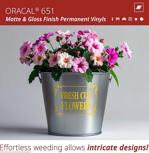ORACAL 651 Matte Light Yellow Vinyl Durable Roll Easy to Weed Permanent
