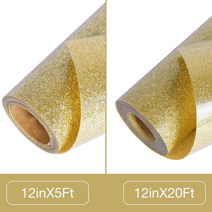 TORC Champagne Glitter HTV Heat Transfer Vinyl Roll 12 inch x 5 ft Iron on Vinyl
