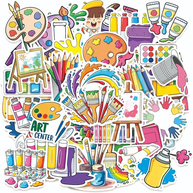 50 Pcs Cute Art Painting Supply Stickers