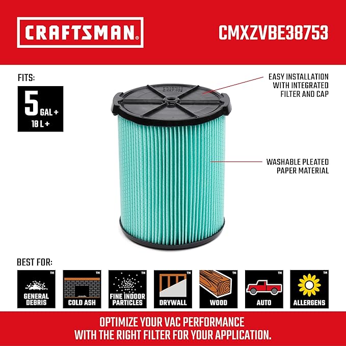 CRAFTSMAN CMXZVBE38753 Genuine 5-20 Gal. HEPA Media Wet Dry Vacuum Filter |