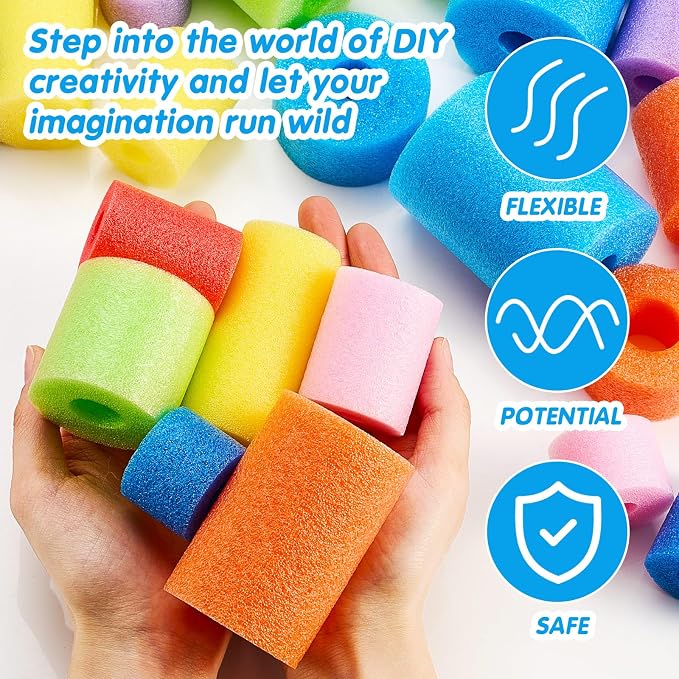 Frienda 50 Pcs Pool Noodles Bits Multicolor Craft Small Size Versatile Mixed