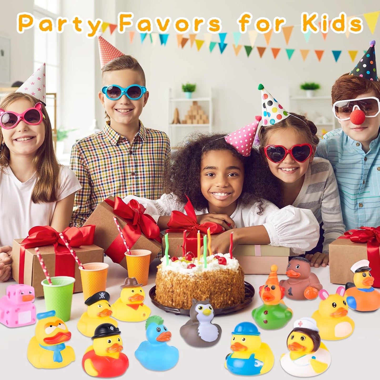 35 Packs Rubber Ducks in Bulk Assortment Jeep Ducks for Ducking, Small Rubber Duckies for Toddler Baby Bath Toys Floater Duck Bath Pool Toys Kids Party Favors with Mesh Carry Bag