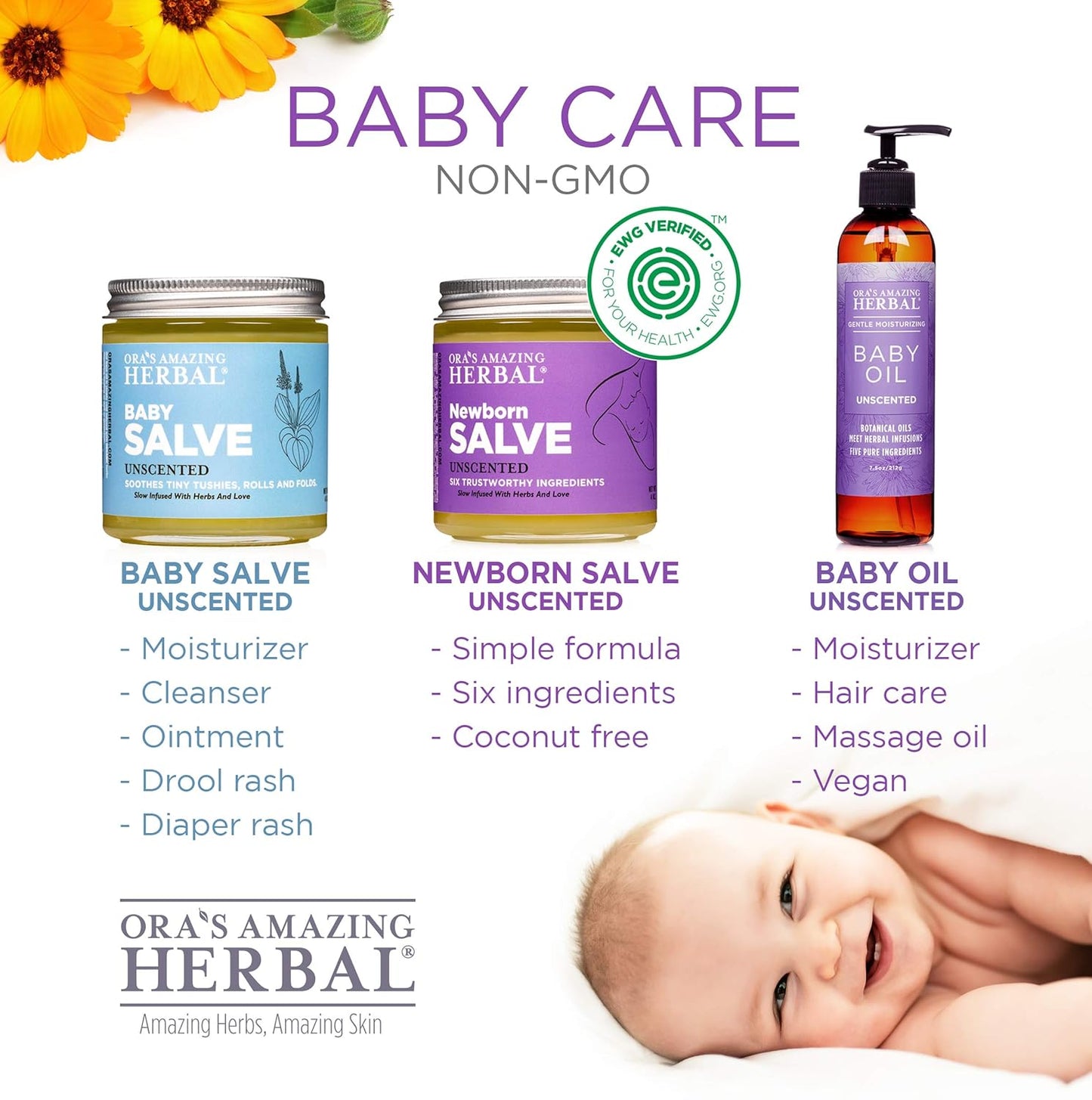 Ora's Amazing Herbal Travel Size Natural Baby Oil, Calendula Oil for Baby, Infant Massage, Cradle Cap, Hair Oil, Multipurpose Baby Oil, OAHerbal