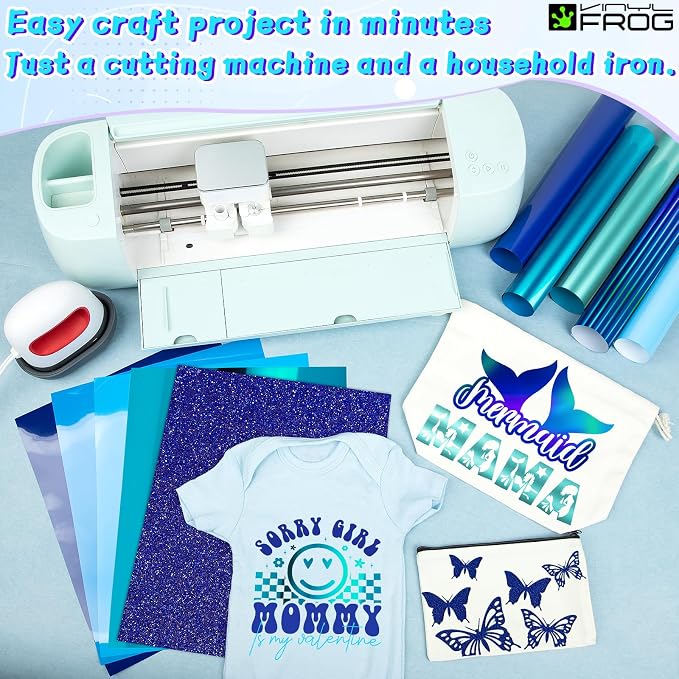 VINYL FROG Blue HTV Vinyl 10 Sheets Iron on Vinyl 12” X 10”Heat Transfer Vinyl