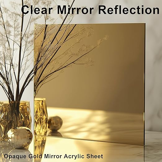 Gold Mirror Acrylic Sheets 12x16Inches, 6 Pack|1/8" Thick, Reflective Acrylic