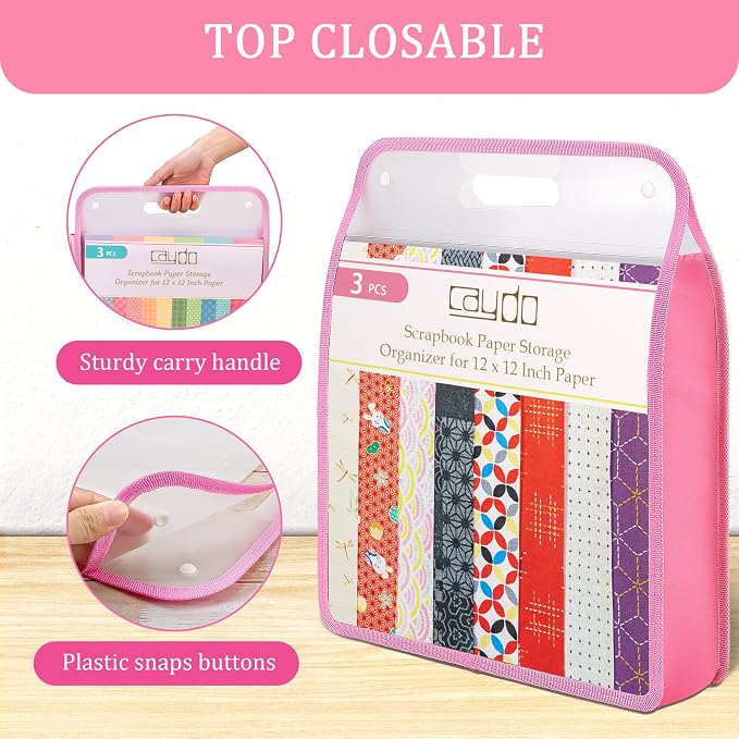 Caydo 3 Pack Scrapbook Paper Storage, Vinyl Paper