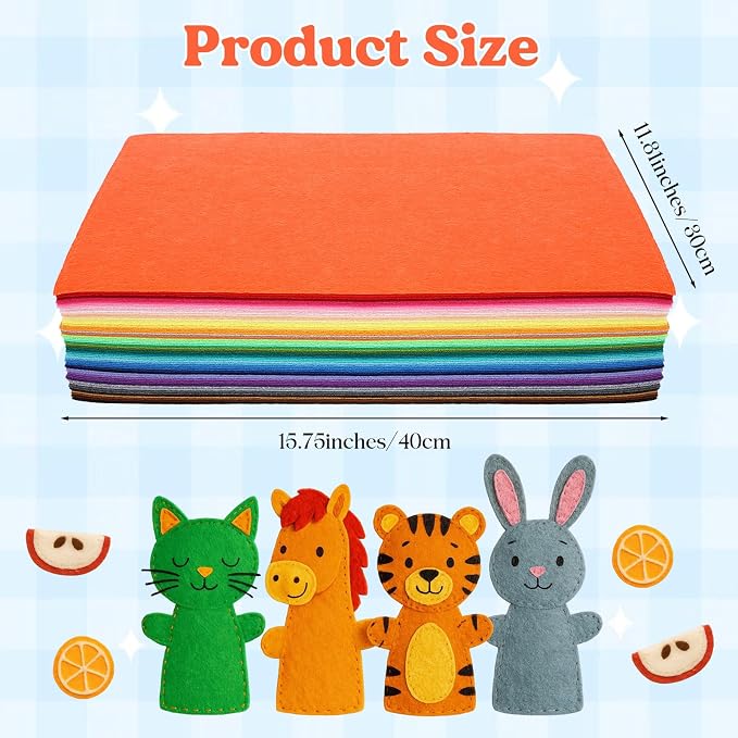 60pcs 15" × 12" 2mm Thick Soft Felt Fabric Sheet 60 Assorted Dark Series Colors