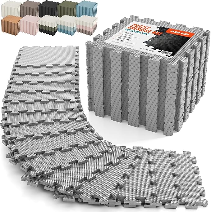 AIRHOP 18 PCS Gym Floor Mat, EVA Foam Puzzle Gym Mat, High-Density Interlocking