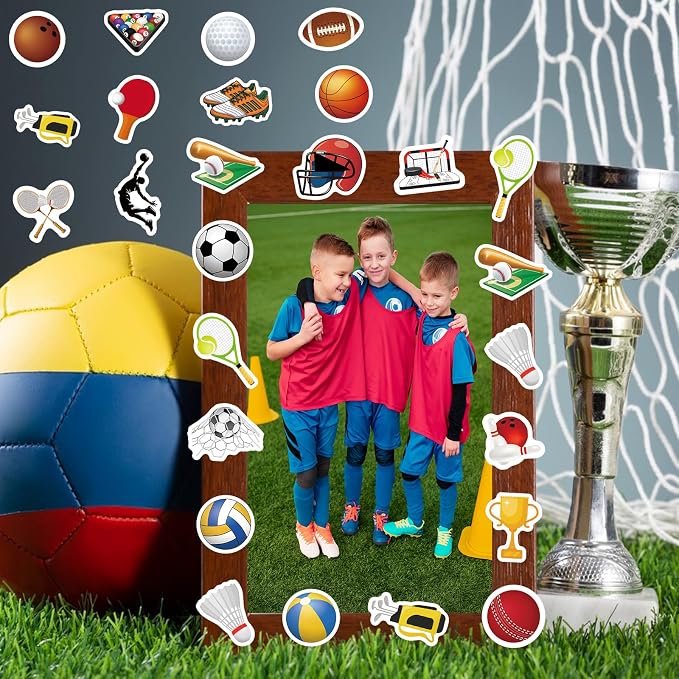 300Pcs Sports Foam Stickers, Self-Adhesive Sport Balls Stickers Basketball