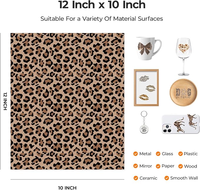 HTVRONT Leopard Permanent Vinyl 10 Pack Compatible