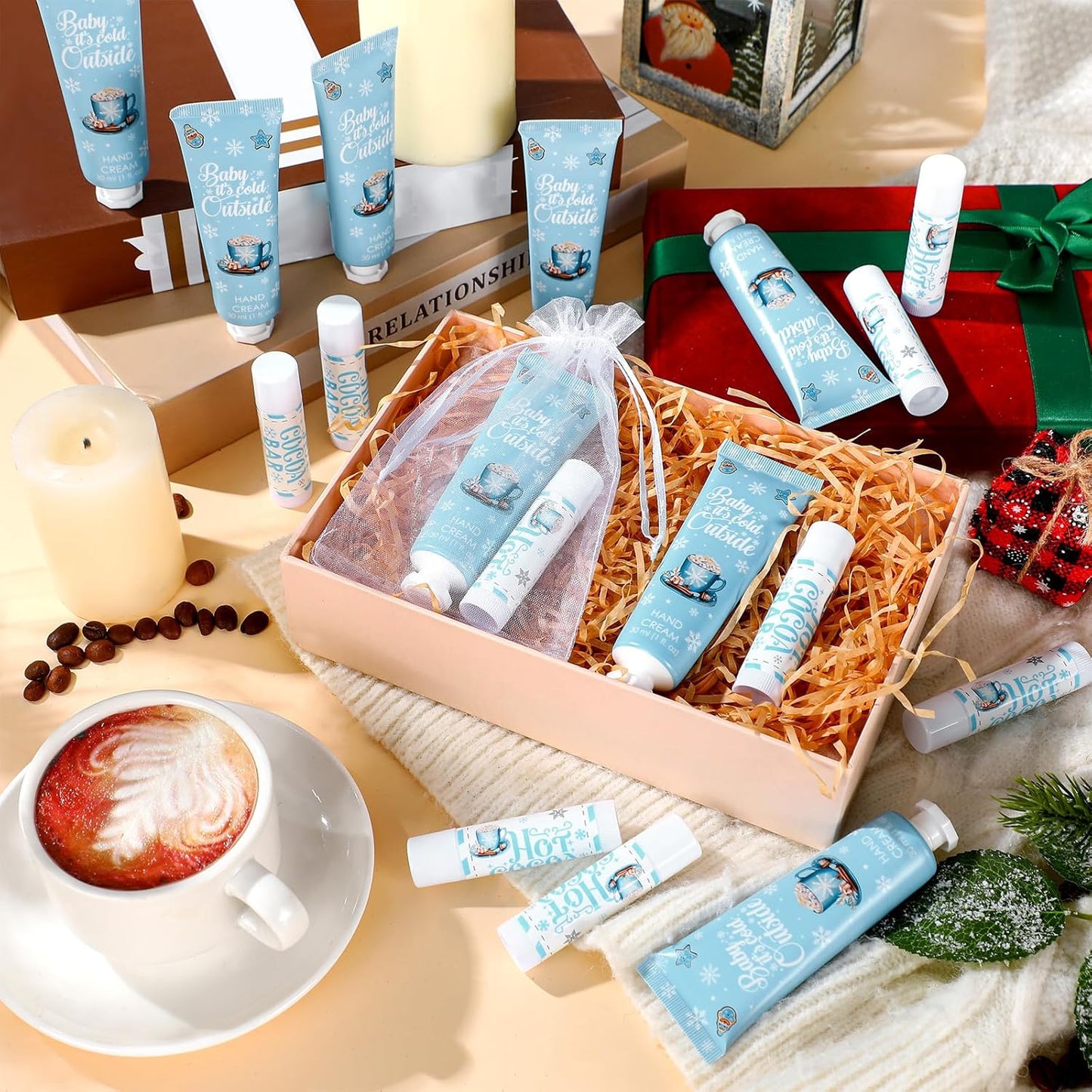 24 Sets Baby It's Cold Outside Baby Shower Hand Creams and Blue Hot Cocoa Lip Balms Gift Sets Winter Wonderland Christmas Party Favors Travel Size Hot Cocoa Bridal Shower Party Supplies for Guests