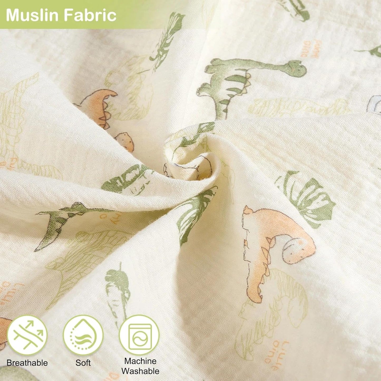 Basumee Muslin Changing Pad Cover Waterproof 2 Pack Baby Changing Table Covers for Boys and Girls Soft Breathable Nursery Diaper Change Table Cover Pad Fits 32"x16", Green