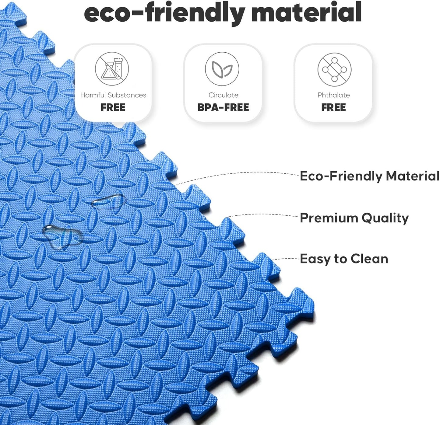 Home Gym Mat, Puzzle Exercise Mat, of EVA Interlocking Foam Floor Tiles for Home Workout Equipment and Kids' Play Areas - Blue, 24 in x 24 in x ½ in - 16 Tiles (Blue, 16 Pack 64 sq ft)