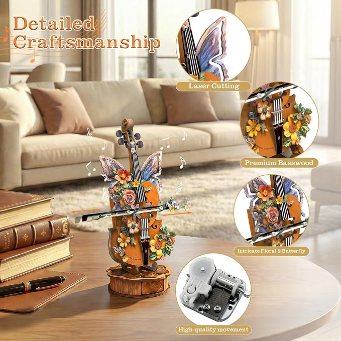 3D Wooden Puzzles for Adults, Cello Music Box