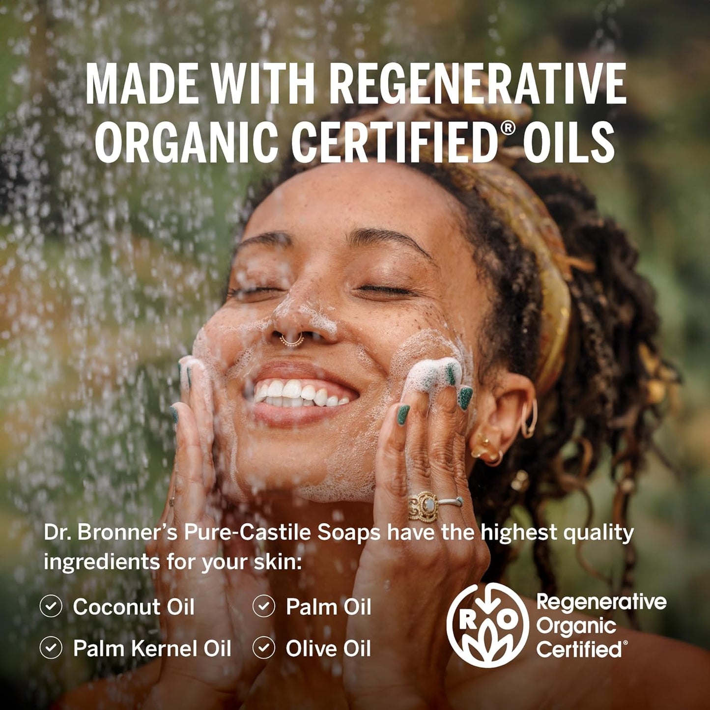 Dr. Bronner's Pure-Castile Magic Liquid Soap - Made with Regenerative Organic Certified Oils - 18-in-1 Uses for Face, Body, Hand Gentle on Baby & Sensitive Skin Body Wash Unscented,32oz