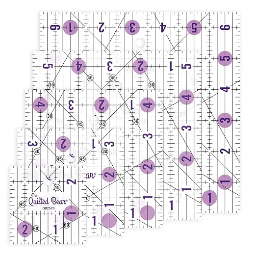 The Quilted Bear Small Quilting Ruler Bundle, 5.5" & 6.5" | 5 Square-Ruler
