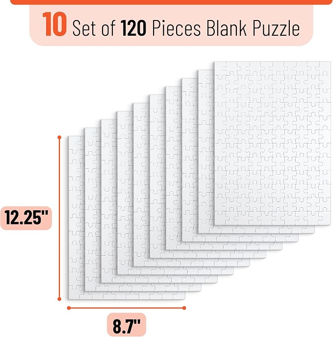 Mr. Pen- Blank Puzzle, 10 Pack, 120 Pieces/Pack, 12.3" x 8.7" | Blank Puzzles