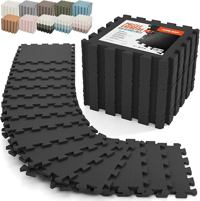 AIRHOP 18 PCS Gym Floor Mat, EVA Foam Puzzle Gym Mat, High-Density Interlocking