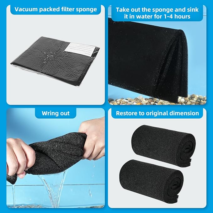 AQUANEAT 2 Pack Aquarium Bio Sponge Filter Media Pad Cut-to-Size Open Cell Foam