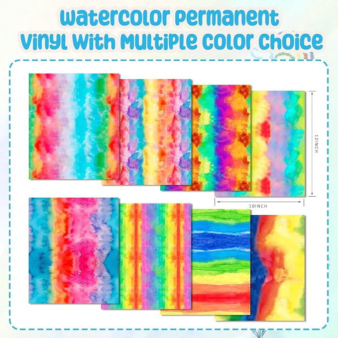 Tintnut Watercolor Gradient Permanent Vinyl 8 Sheets 12x10in Adhesive Vinyl |