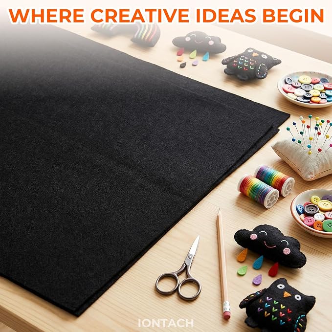 IONTACH 18" X 18" Soft Felt Sheets 1.6mm Thick | Acrylic Felt Fabric Sheets