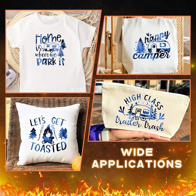 Tintnut Black Blue Flame Heat Transfer Vinyl, stretch washable, suitable